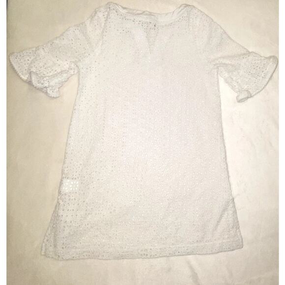 Girls Kate Spade White Eyelet Flutter Sleeve Dress Size 12 Years - Picture 3 of 6